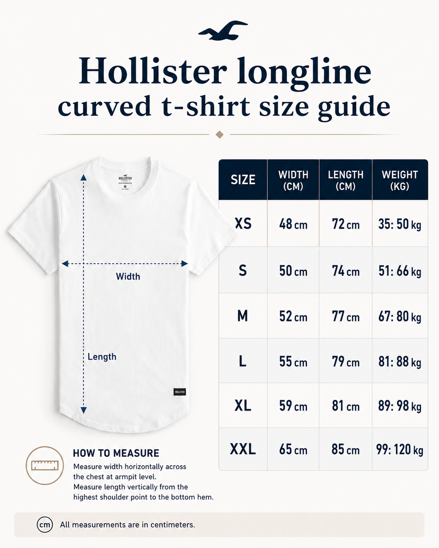 Hollister Longline Curved Hem T-Shirt
