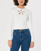 Hollister Flower cut-out t-shirt - White