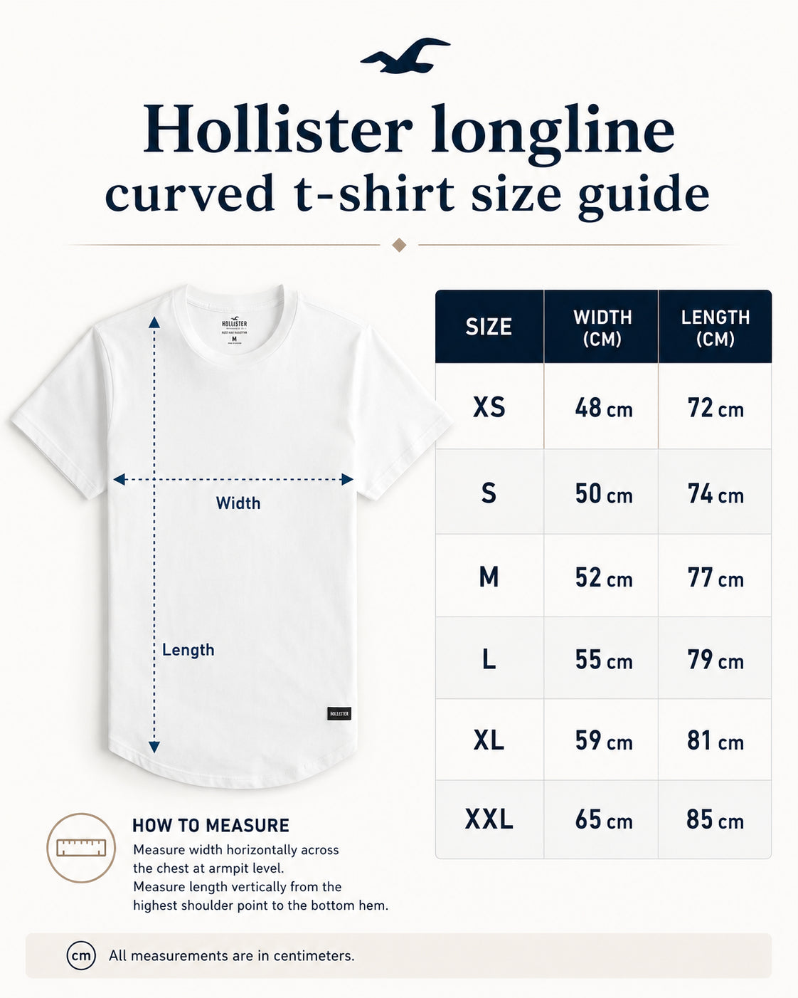 Hollister Longline Curved Hem T-Shirt