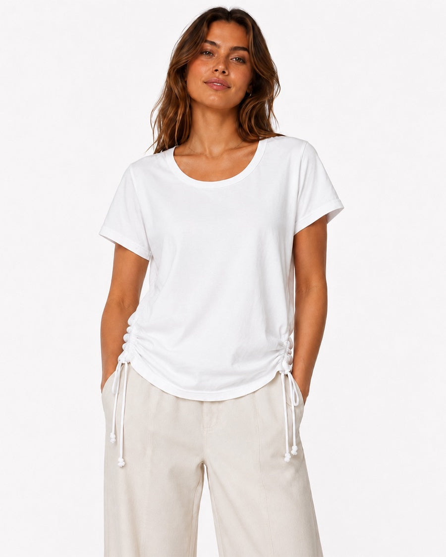 Hollister White Ruched Tie Front T-Shirt