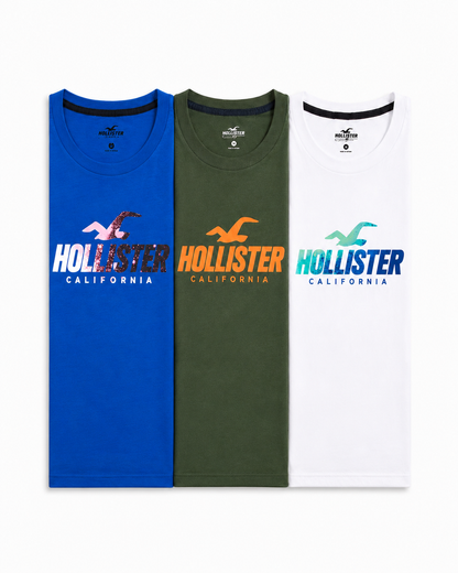 Hollister Graphic cotton Crew T-Shirt - Pack of 3