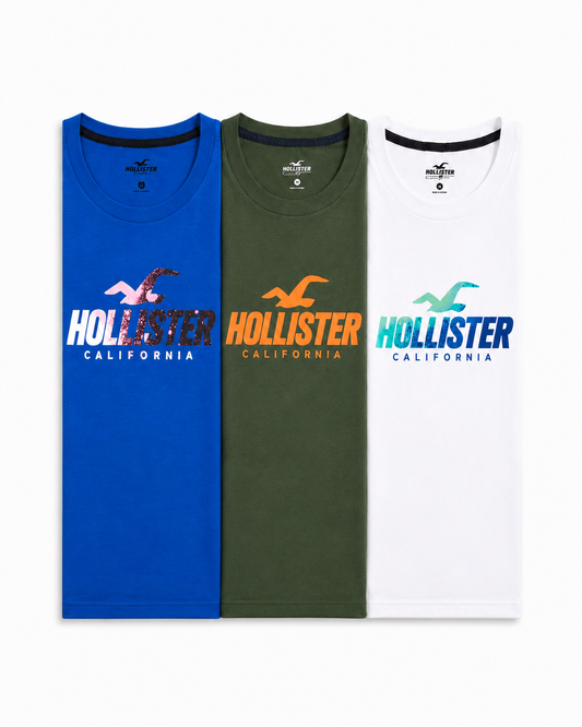 Hollister Graphic cotton Crew T-Shirt - Pack of 3